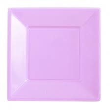 SET PLATO CUADRADO LILA 18 CM 6 UND