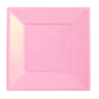 SET PLATO CUADRADO ROSADO 18 CM 6 UND