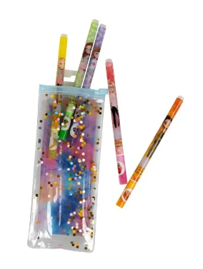 SET 5 BOLIGRAFOS DE GEL CON PURPURINA Y OLOR GIRL POWER