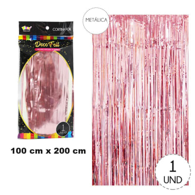 CORTINA COLOR ROSADO METÁLICO 1 X 2 M 1 UND
