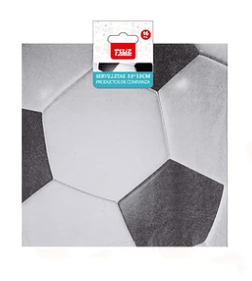 SERVILLETA FÚTBOL PELOTA NEGRO Y BLANCO 16 PCS