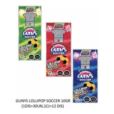 GUNYS LOLLIPOP SOCCER DISPLEY 30 UND