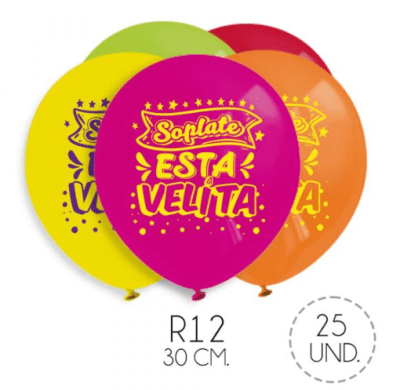 SET GLOBOS SOPLATE ESTA VELITA 25 UND R12