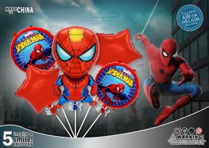 GLOBO FOIL SPIDERMAN FIGURA - ESTRELLA - REDONDO 5 PCS