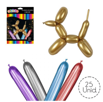 GLOBOS FIGURA CRHOME SURTIDO 25 PCS
