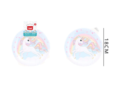PLATO UNICORNIO 18 CM 6 UND