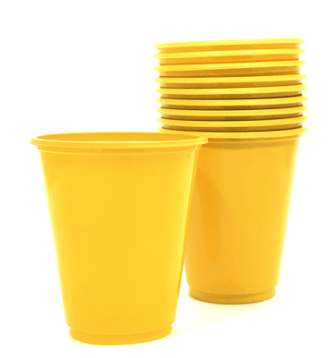 VASO PLASTICO 230 CC AMARILLO 10 UND
