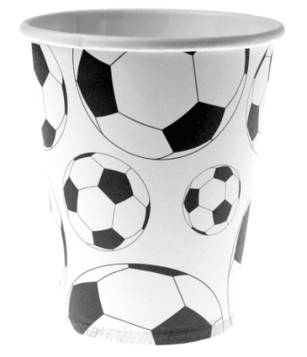 VASO FÚTBOL BLANCO Y NEGRO 6 UND