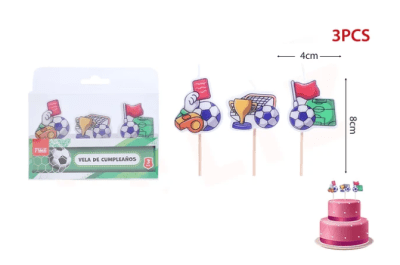 SET VELAS DE FUTBOL 3 PCS