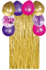 PACK CORTINA DORADA CON GLOBOS MORADOS/DORADOS/ROSADOS/TRANSPARENTE CON CONFETI1