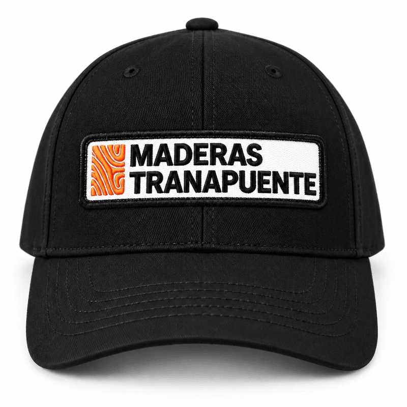 Gorro Trucker Maderas Tranapuente Negro — Parche Frontal y Bandera de Chile