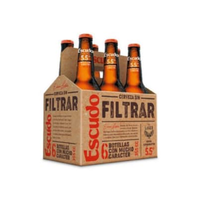 Cerveza Escudo sin filtrar 355 mL pack 6 un. 
