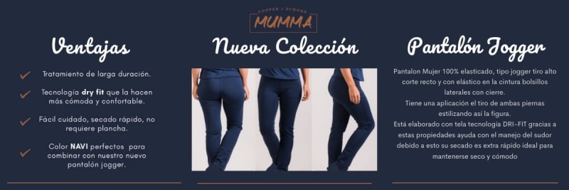 product uniforme clinico pantalon mumma joggers azul navy