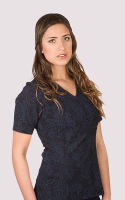 Uniforme Clínico Delantal Petunia Coral Azul Marino