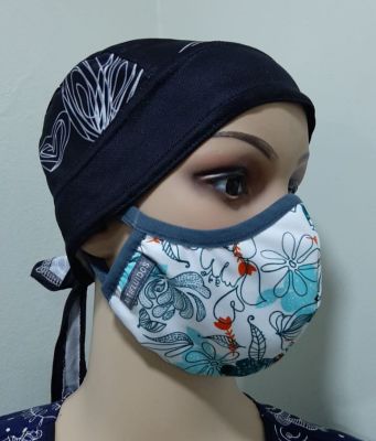 Mascarilla Antifluidos Mujer E/ Flores Verdes1