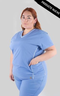 Top clínico Gotas Red Birdy Celeste Vivo Blanco1