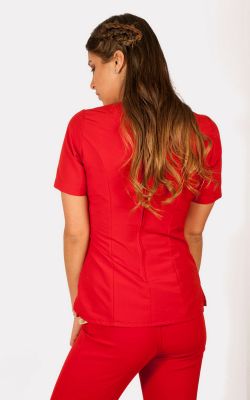 Uniforme Clinico Delantal Lilium Ojetillos Rojo Antifluidos