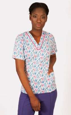 Scrubs  Antifluido Modelo Clavel Mint Espandex Fucsia (PRODUCTO SIN DERECHO A CAMBIO)