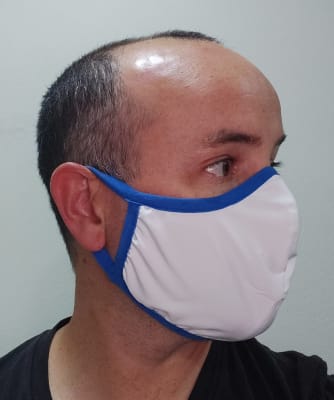 2 Mascarillas Antifluidos Hombre Blanco con Azul