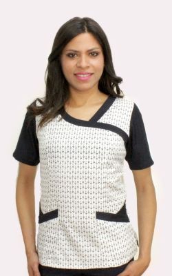 Uniforme Clinico Delantal Jazmin Oxf Gotas Az. Marino 