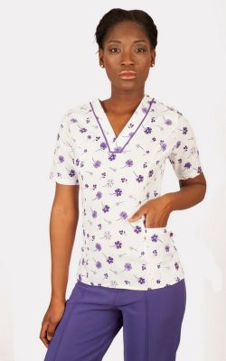 Scrubs  Nutricionista Modelo Clavel Pensamiento Morado (PRODUCTO SIN DERECHO A CAMBIO)