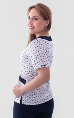 Uniforme Clinico Delantal Hombre Azucena Oxf Triángulos Azul Marino 