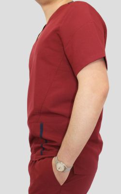 Uniforme Clinico Delantal Hombre Abeto A.F Burdeo Liso