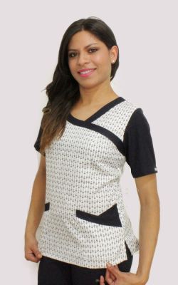 Uniforme Clinico Delantal Jazmin Oxf Gotas Az. Marino 