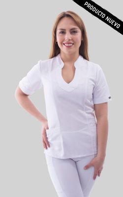 Top clínico Copihue A.F Liso Blanco3