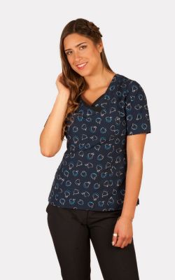 Scrubs Medico Enfermera Antifluidos Modelo Cala aplicación chica Azul Marino3