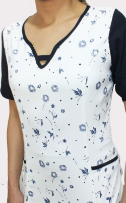 Uniforme Clinico Delantal Jade Geranio Az. Marino 