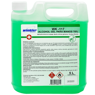 Alcohol Gel Winkler 5 litros Certificado ISP