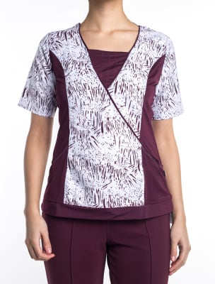 Uniforme Clinico Delantal Dalia Spx Oxf Chispas Burdeo1