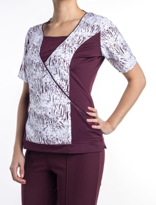 Uniforme Clinico Delantal Dalia Spx Oxf Chispas Burdeo