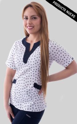 Uniforme Clinico Delantal Hombre Azucena Oxf Triángulos Azul Marino 