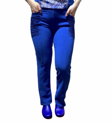 Uniforme Clínico Pantalón Mujer Flex Alforza Azul Rey