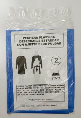 Caja 250 unidades Pechera Desechable Azulina con Ojal 25 micra Caja 250 unidades Pechera Desechable Azulina con Ojal 25 micra