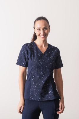 Petunia Spandex varios Manchas Azul Marino