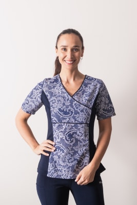 Uniforme Clinico Delantal Petunia Spandex Azul Marino Calabaza