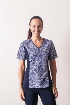 Uniforme Clinico Delantal Petunia Spandex Azul Marino Calabaza