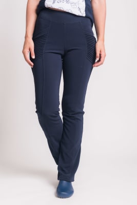 Uniforme Clínico Pantalón Mujer Elasticado Flex Alforza Azul Marino