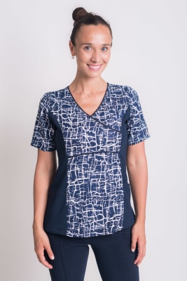 Uniforme Clinico Delantal Mujer Venas Azul Marino