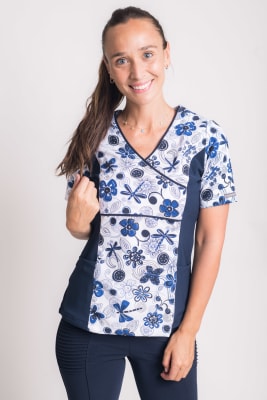 Uniforme Clinico Delantal Petunia Spx Lin Libelulas 1 Azul Marino