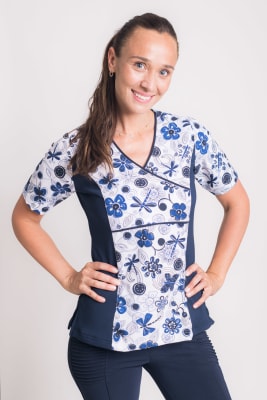 Uniforme Clinico Delantal Petunia Spx Lin Libelulas 1 Azul Marino