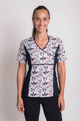 Uniforme Clinico Delantal Mujer Petunia Spandex Negro Perros