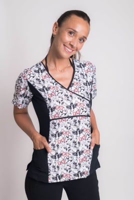 Uniforme Clinico Delantal Mujer Petunia Spandex Negro Perros4