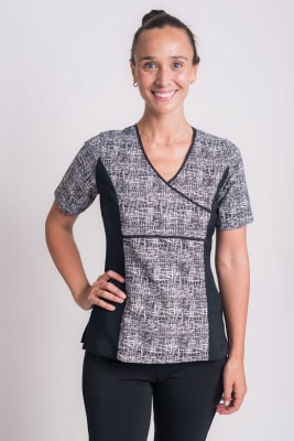 Uniforme Clinico Delantal Petunia Spx Negro Rayitas Antifluido