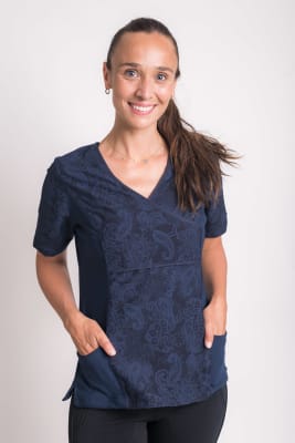 Uniforme Clinico Delantal Mujer Petunia Spandex Coral 2 Azul Marino