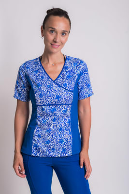 Uniforme Clinico Delantal Mujer Petunia Spandex Animals Print Azul Rey