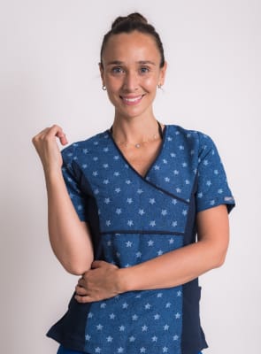 Uniforme Clinico Delantal Petunia Spx A.F Azul Marino Estrellas